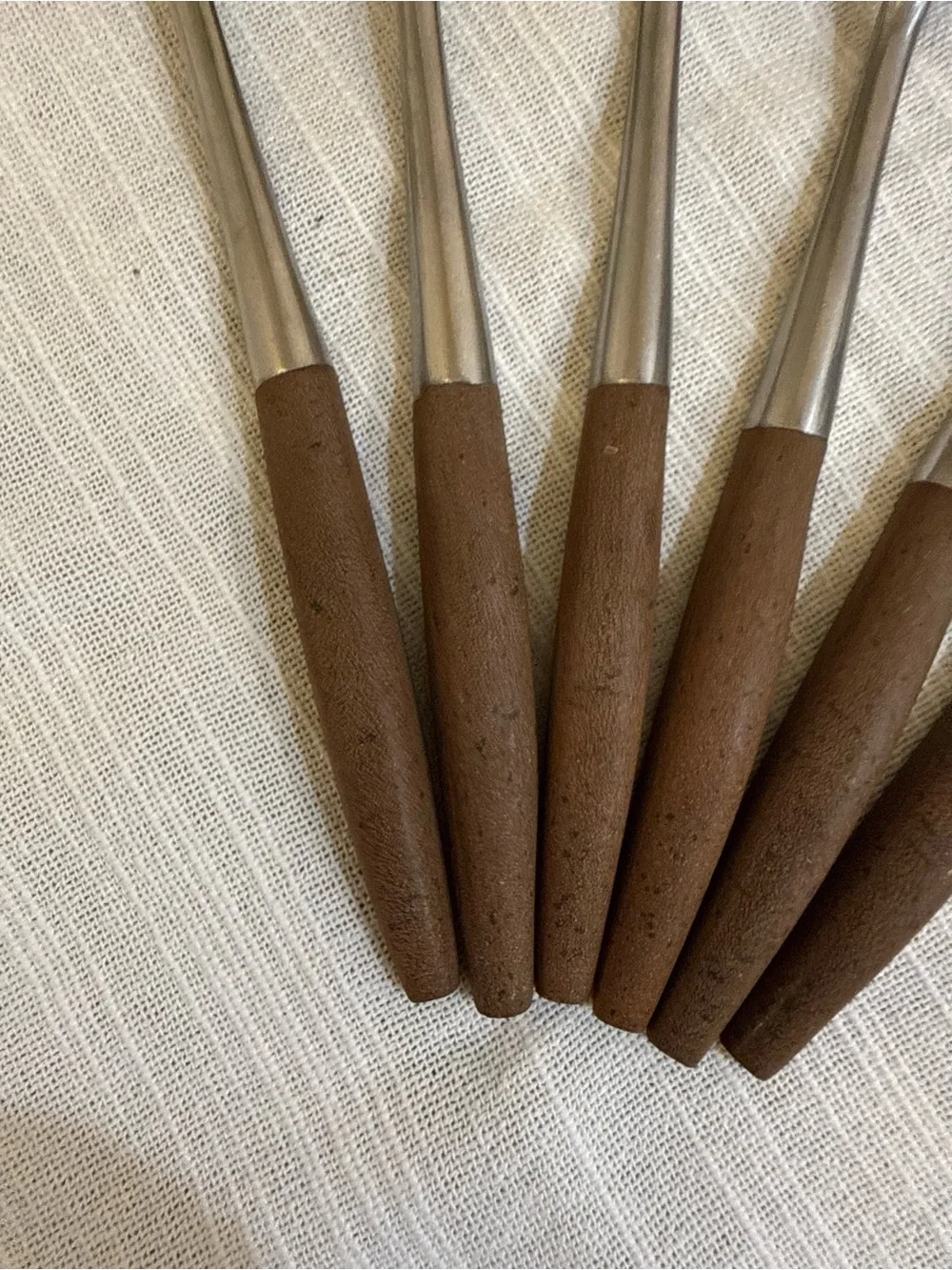 Interpur Japan MCM Stainless INR2 Dinner Spoons Hearts Wood Handles Set of 6